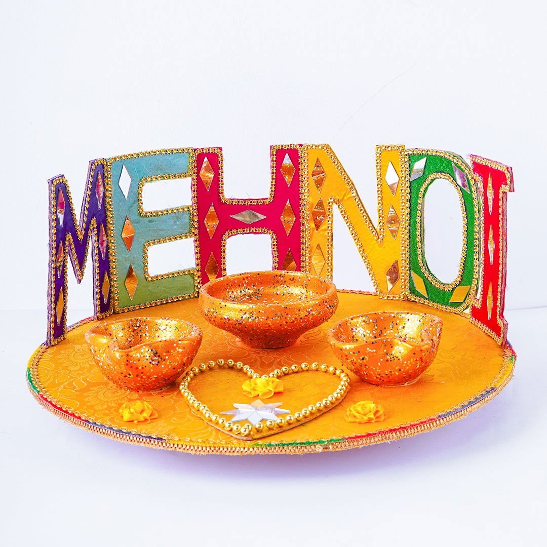 Mehndi Decorated Thaal – Mayun & Dholki Tray | Belinda Store - view 2