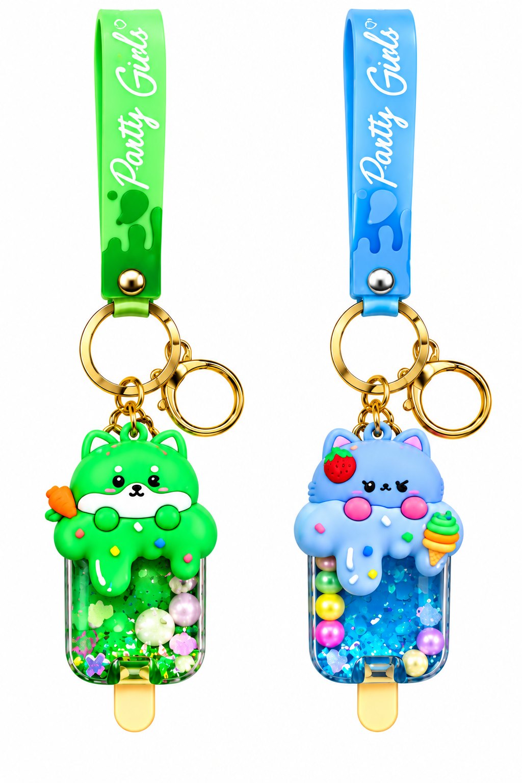 Party Girls Cat Popsicle Keychains