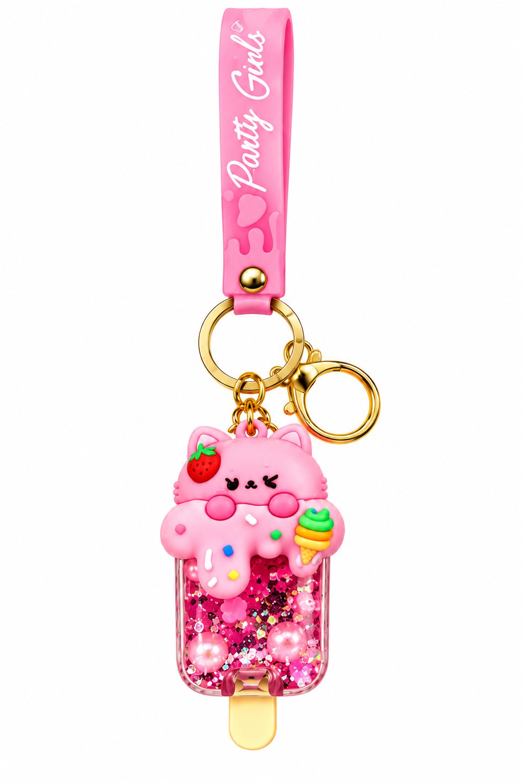 Party Girls Glitter Kitty Keychain