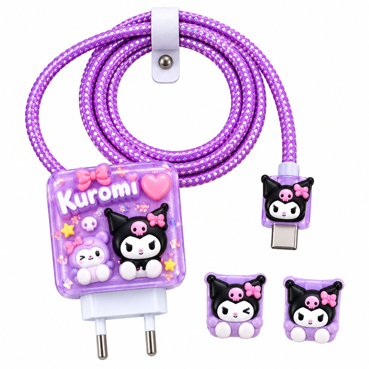 Pastel Kuromi Charger Cable Set