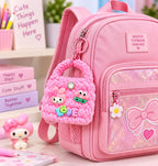 Pastel Pink Backpack and Plush Charm