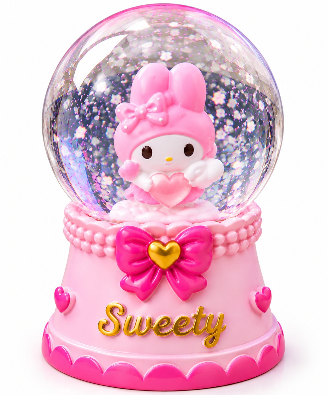 Pastel Pink Bunny Snow Globe