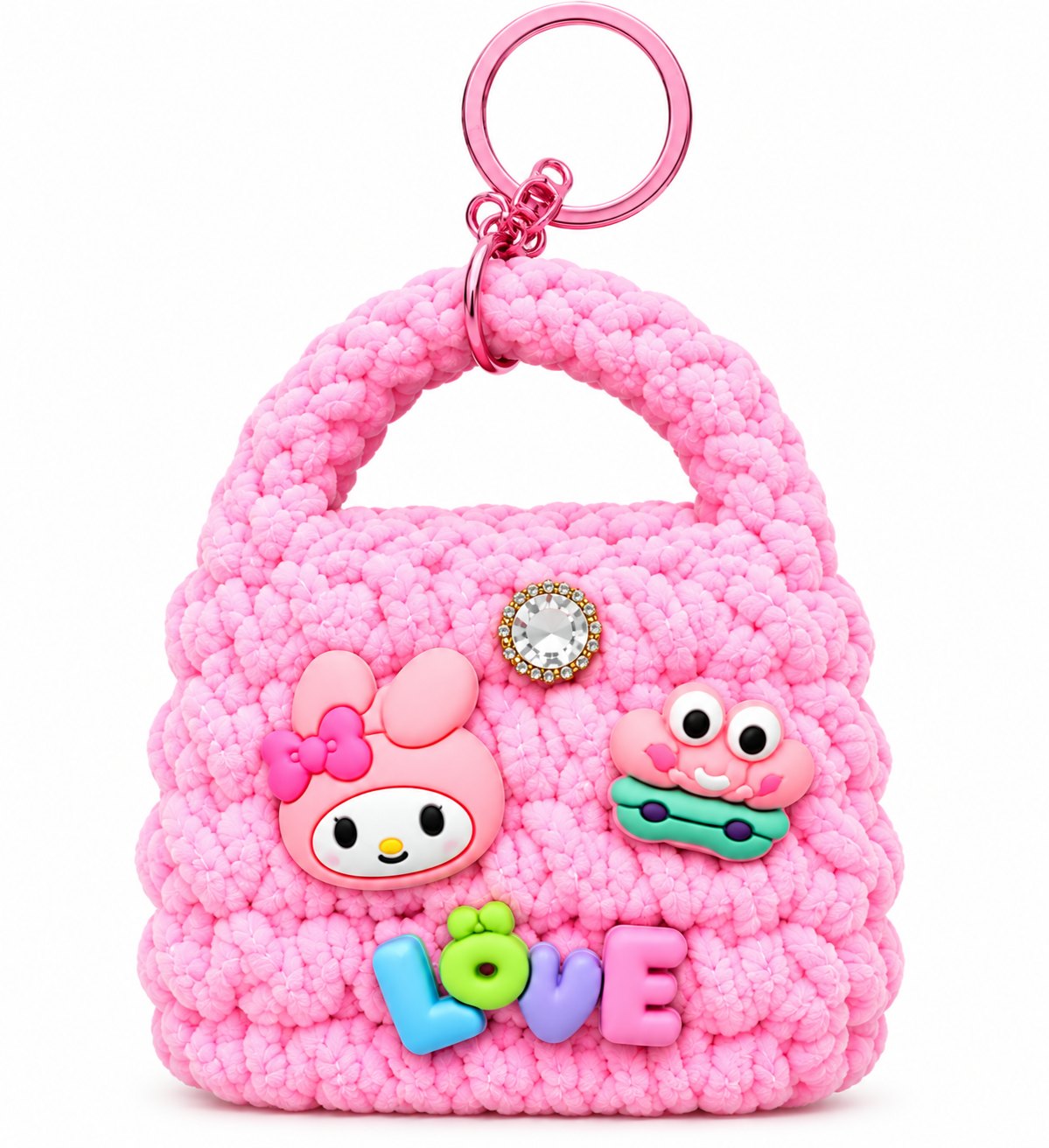 Pastel Pink Plush LOVE Keychain