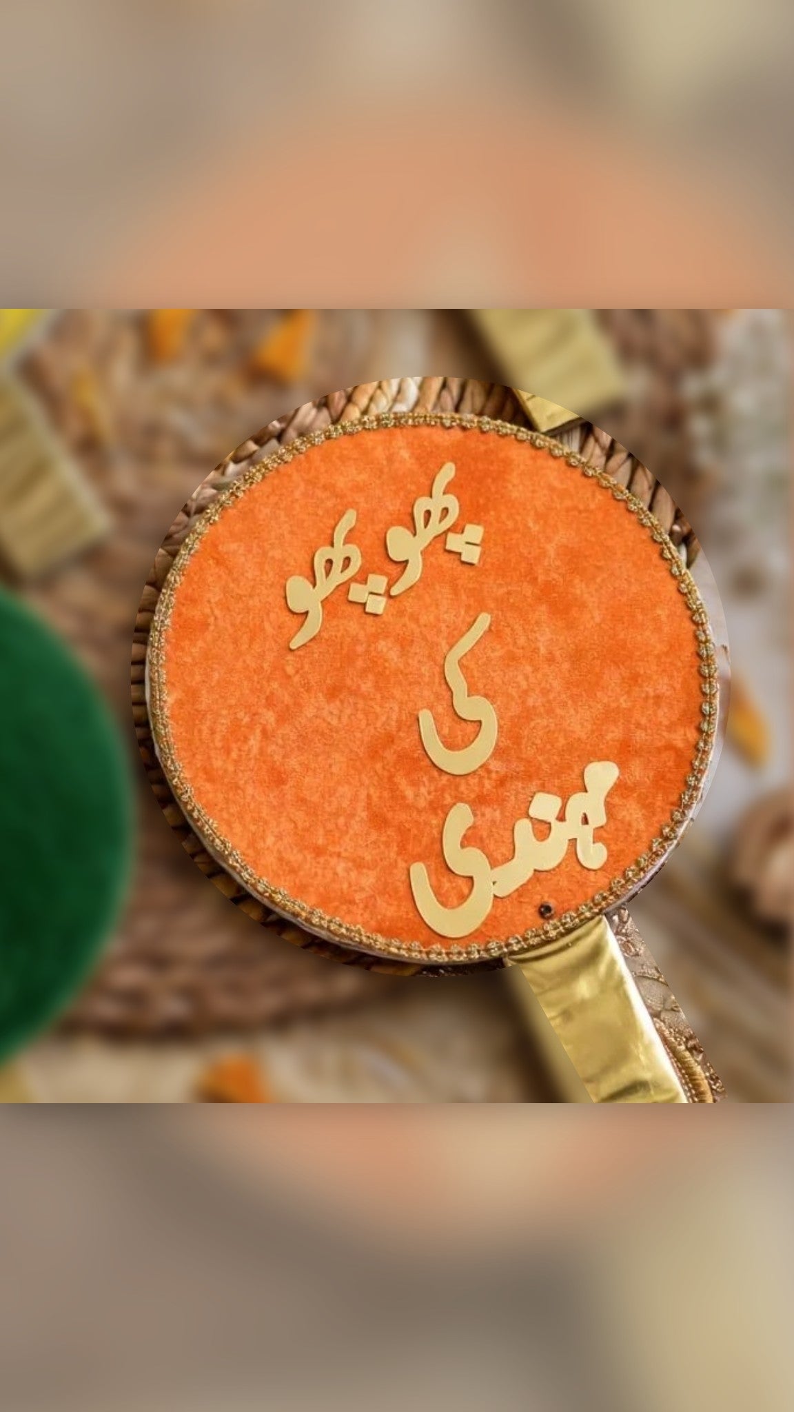 Phuppo Ki Mehndi orange velvet hand prop