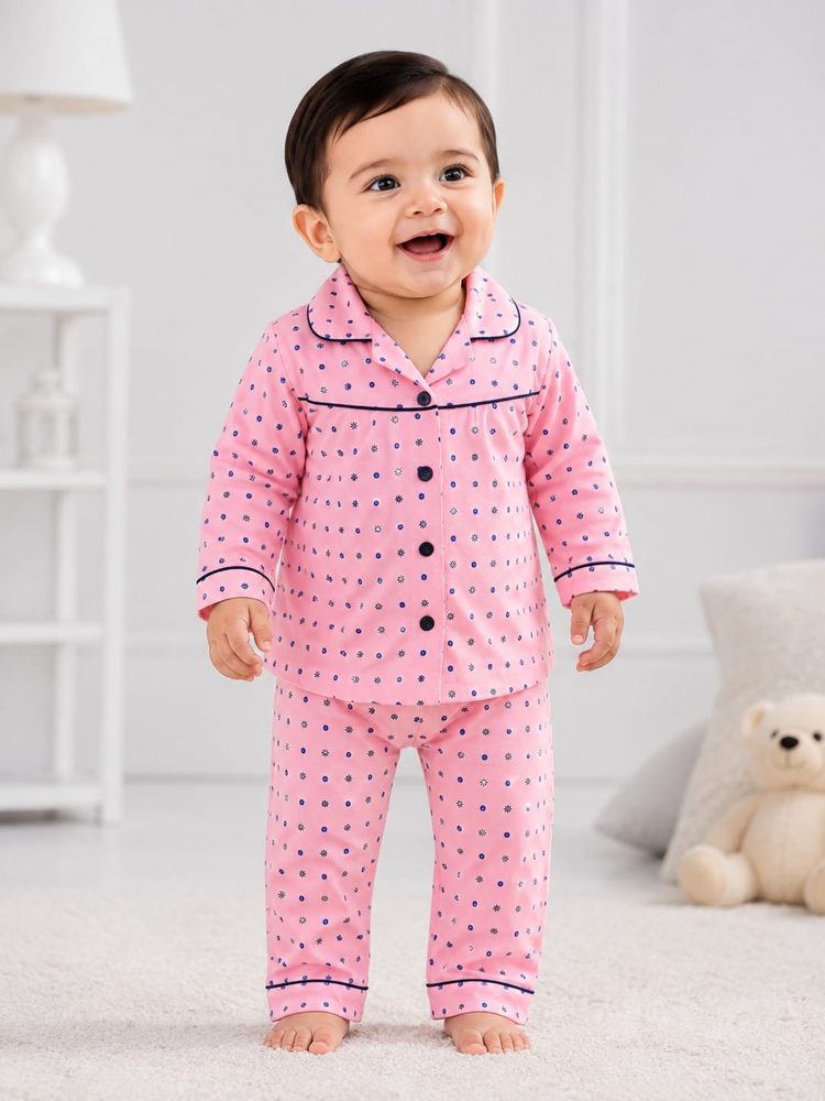 Pink Polka Dot Baby Night Suit – 2-piece baby PJ's set 0-24 months – Belinda Store