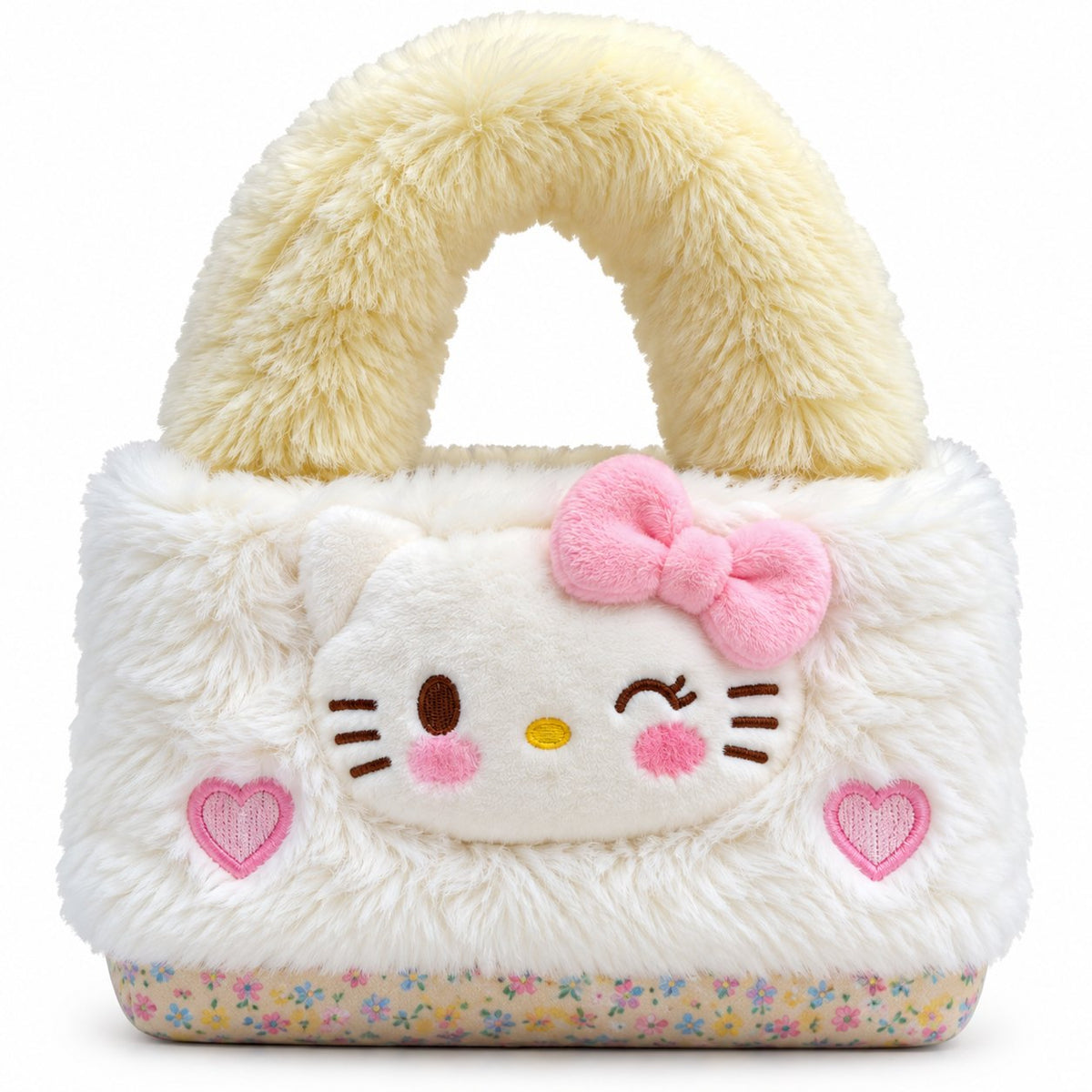 Plush Cat Face Floral Tote