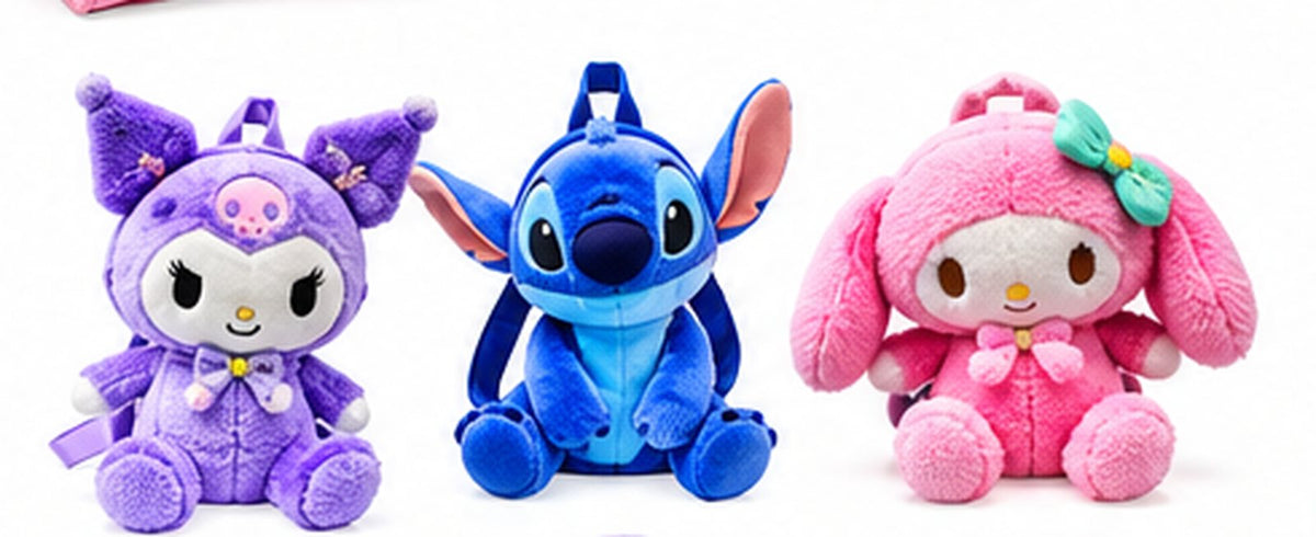 Plush Character Backpack for Kids – Kuromi, Stitch & My Melody – Belinda Store