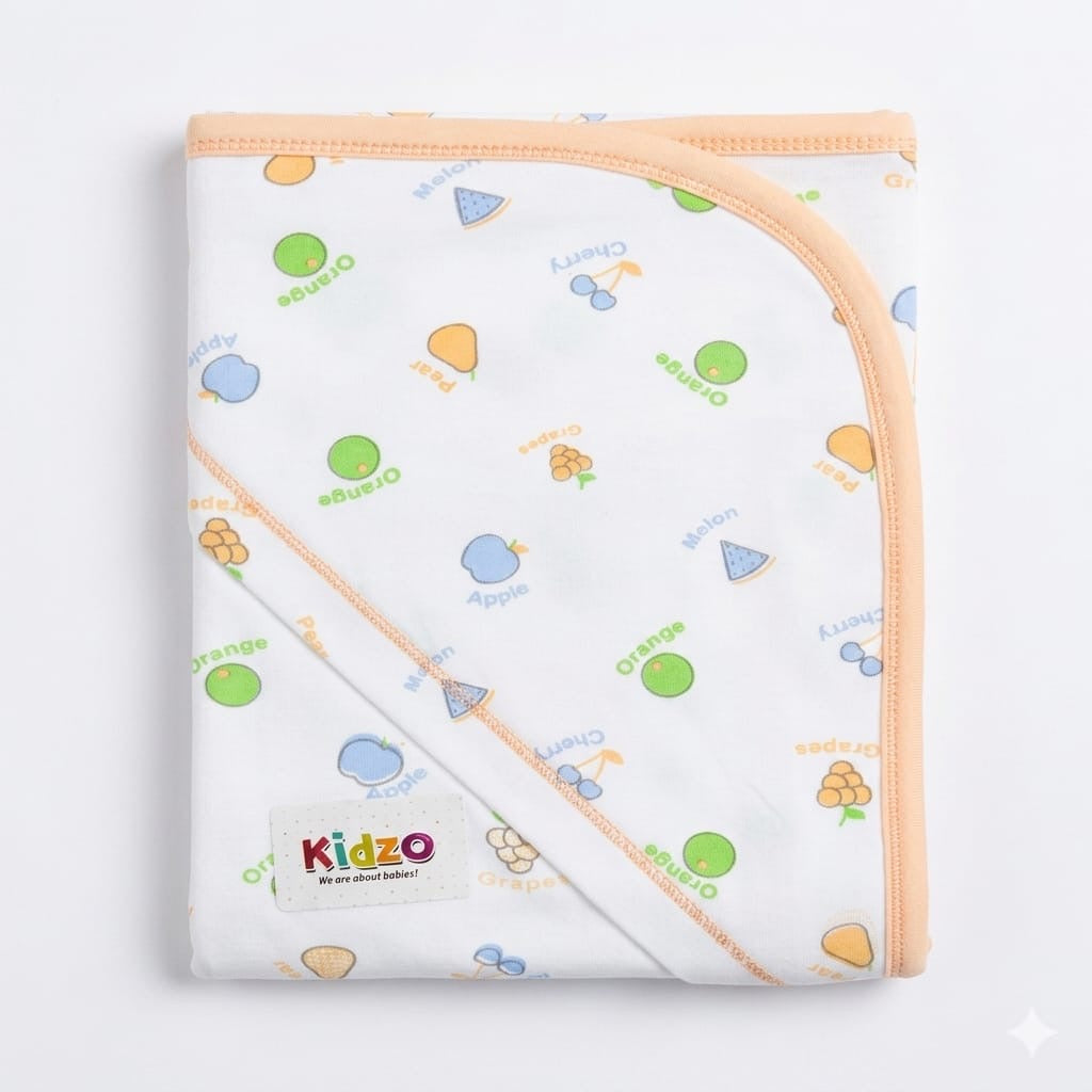 Printed cotton baby wrapping sheet peach bird