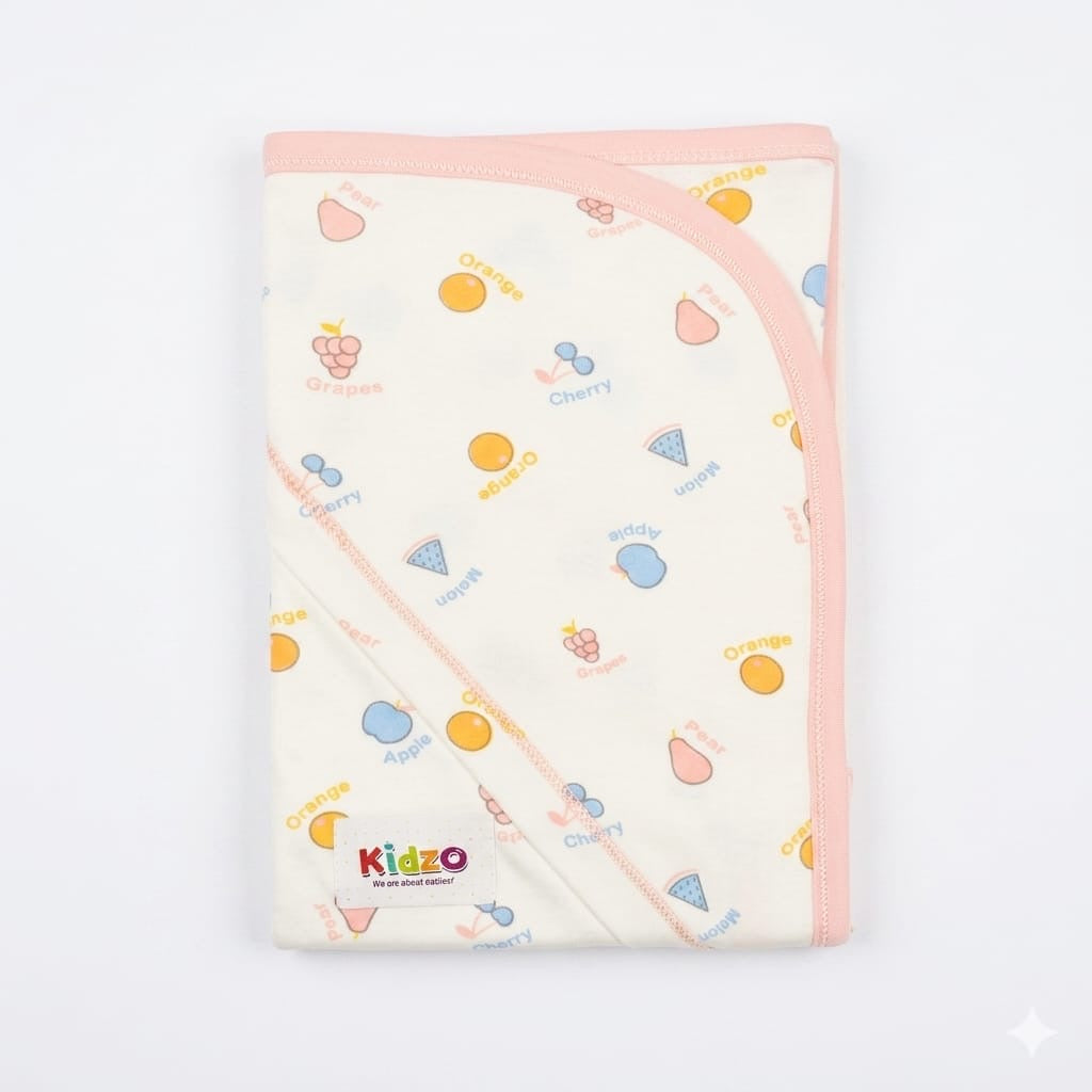 Printed cotton baby wrapping sheet peach fruit