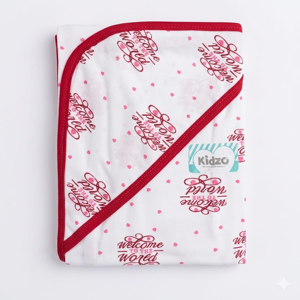 Printed cotton baby wrapping sheet red
