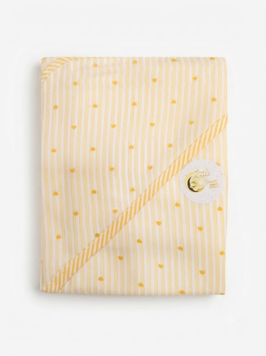 Printed cotton baby wrapping sheet yellow