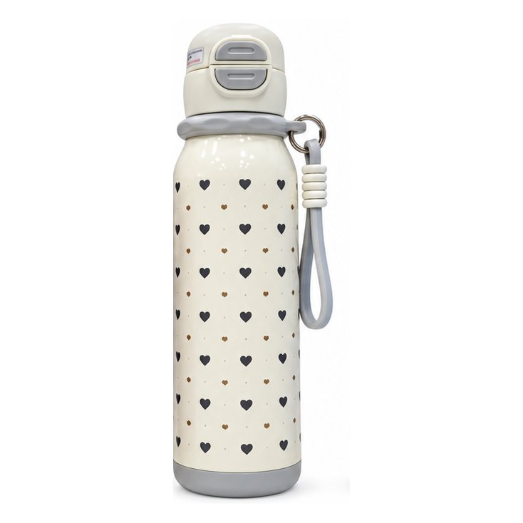 Printed Bottle White Hearts