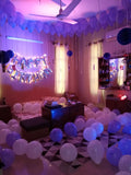 Purple & Silver Birthday Room Decor – Fairy Light Happy Birthday Wall & LED Balloons