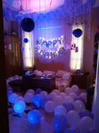 Purple & Silver Birthday Room Decor – Fairy Light Happy Birthday Wall & LED Balloons