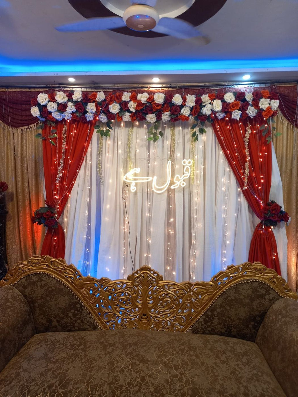 Qabool Hai decor red white floral backdrop Karachi – photo 2
