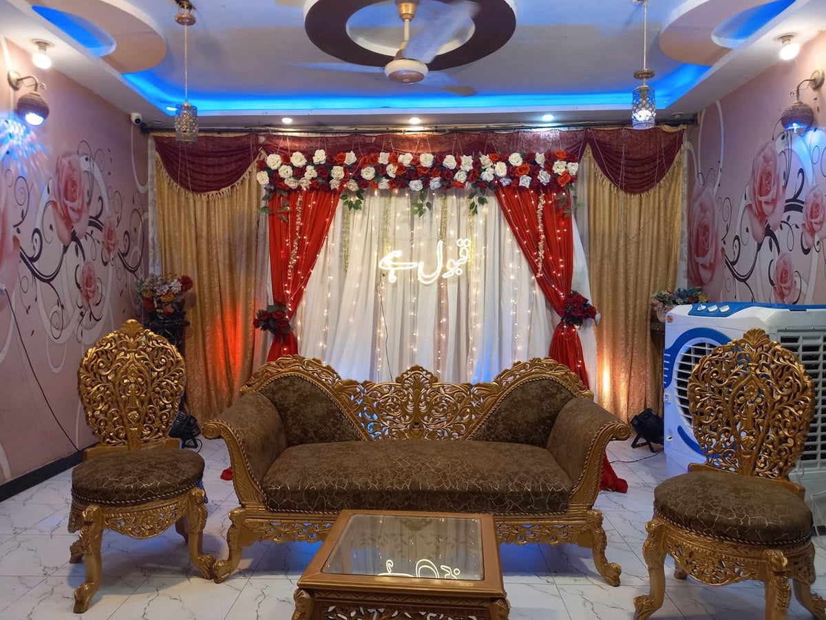 Qabool Hai decor red white floral backdrop Karachi – photo 3