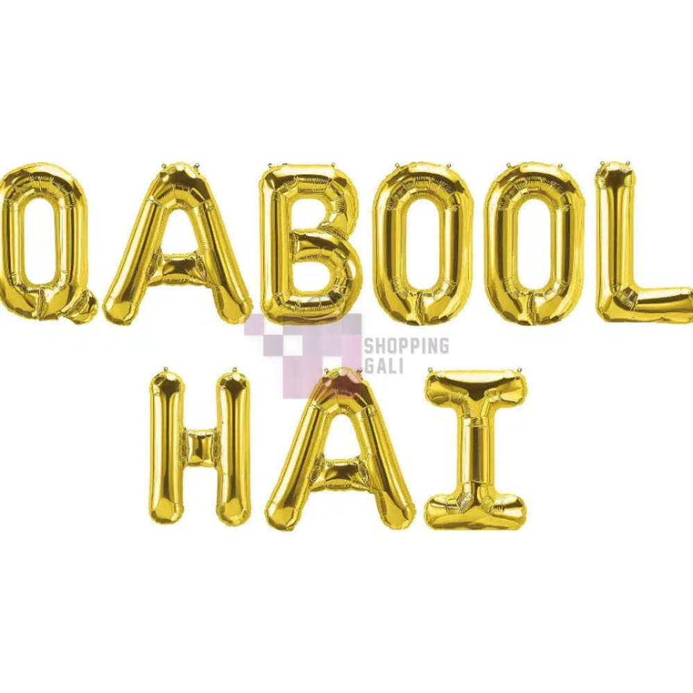 Qabool Hai Foil Letter Balloons â Golden - alternate view 2