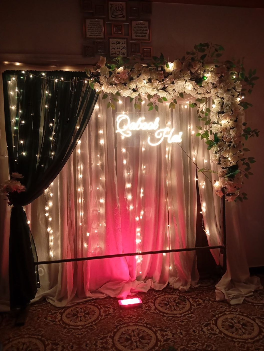 Qabool Hai neon sign nikkah decor Karachi – photo 3