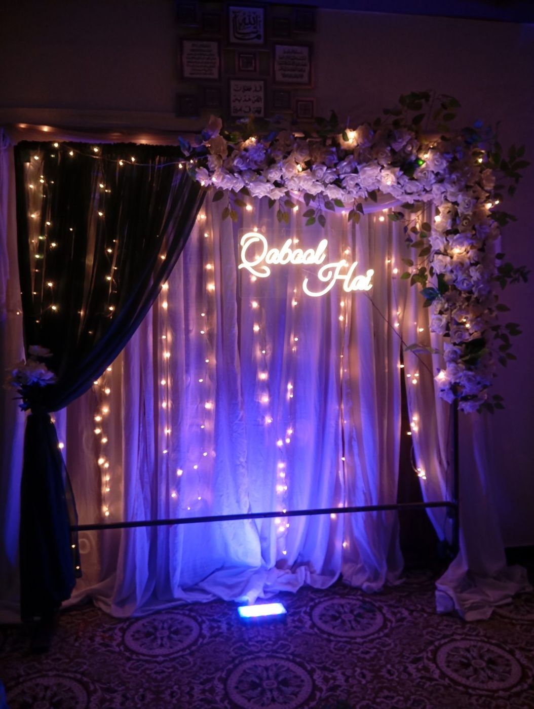 Qabool Hai neon sign nikkah decor Karachi – photo 5