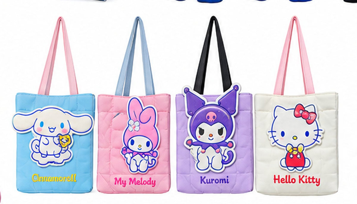 Quilted Character Tote Bag for Girls – Cinnamoroll, Kuromi, Hello Kitty – Belinda Store