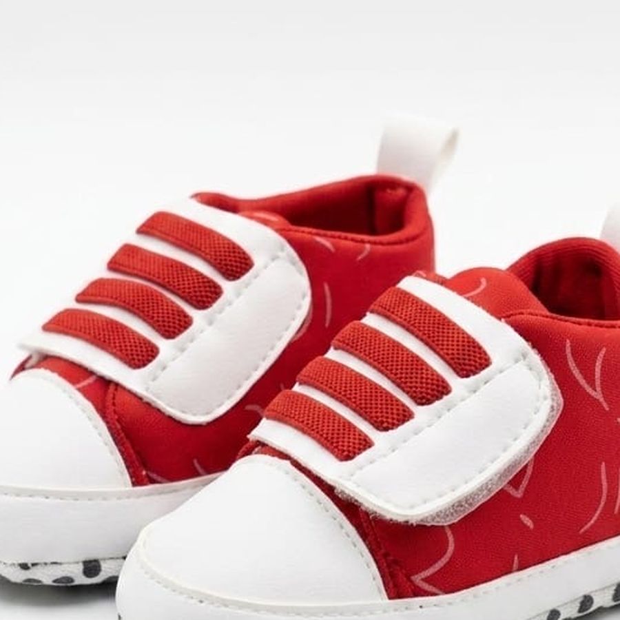 Red Velcro Baby Sneakers design detail – soft sole baby shoes – Belinda Store
