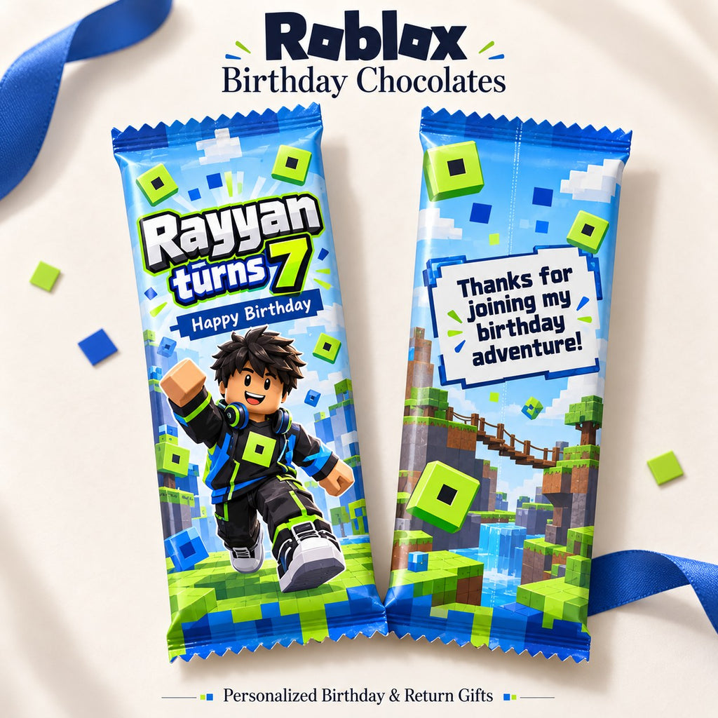 Roblox theme customized birthday chocolate bar with name
