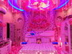 Romantic Birthday Room Decoration – Rose Petal Heart, Pink Polka Balloons & Fairy Lights