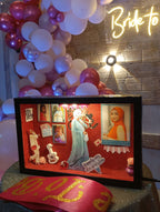 Rooftop bridal shower decoration Karachi with bride to be neon sign, pink balloon garland and fairy lights – image 3