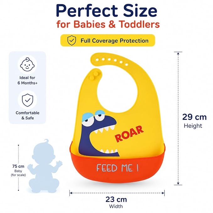 Silicone baby bib size 29 x 23 cm