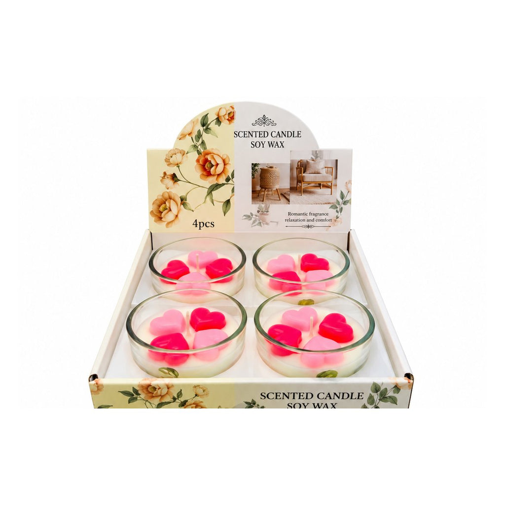 Soy Wax Heart Candles – 4 Pcs