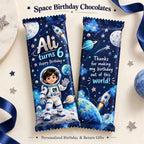 Space astronaut theme customized birthday chocolate bar with name