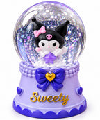 Sparkling Purple Kawaii Snow Globe