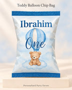 Teddy balloon first birthday customized chips bag with name
