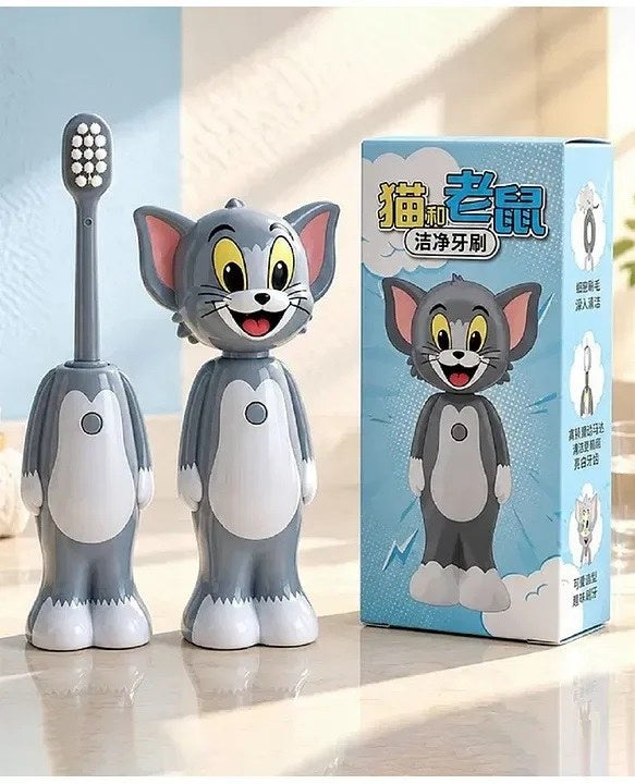 tom and jerry kids toothbrush tom grey cat soft bristle