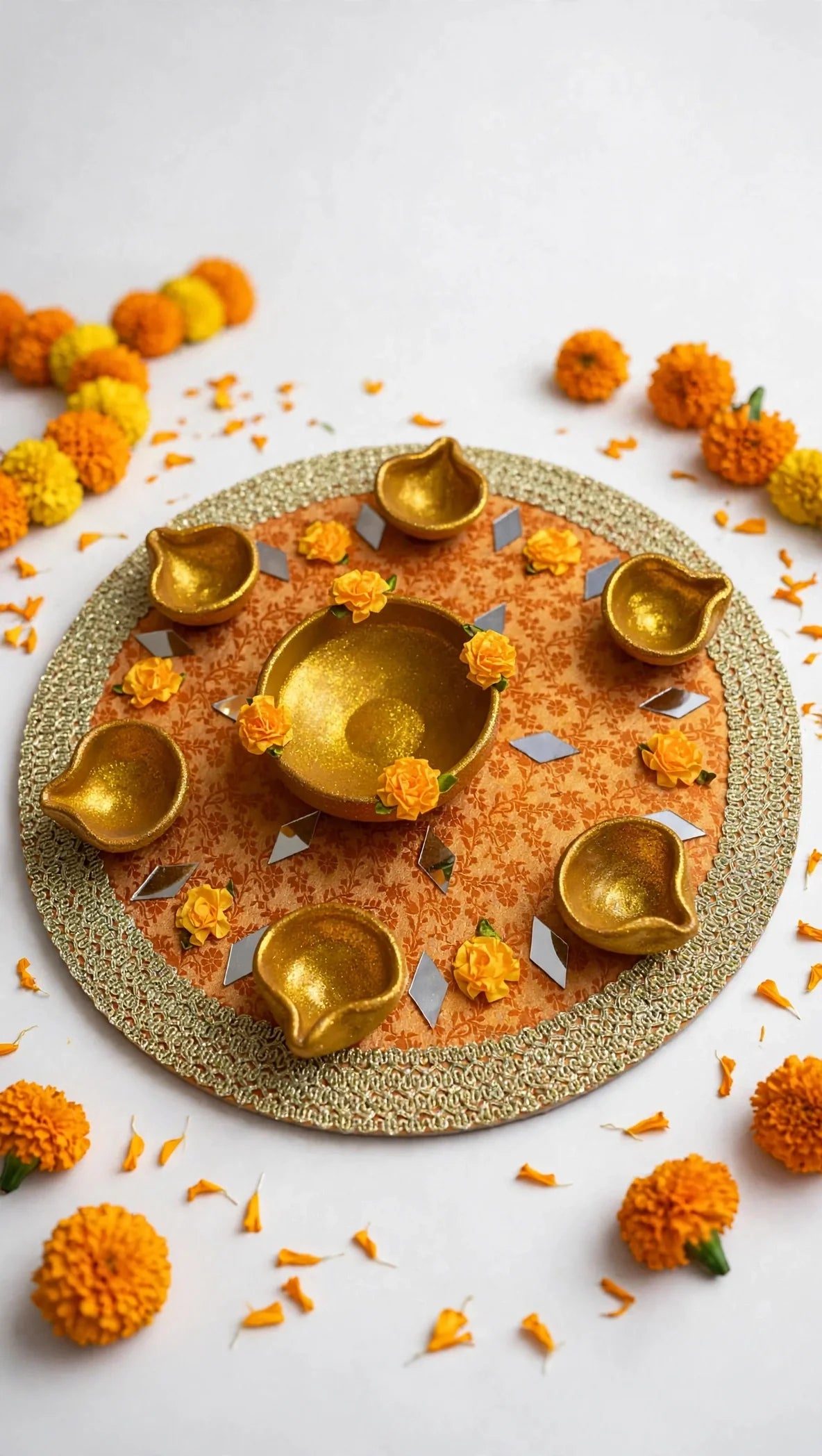 Decorated Mehndi Tray - white background
