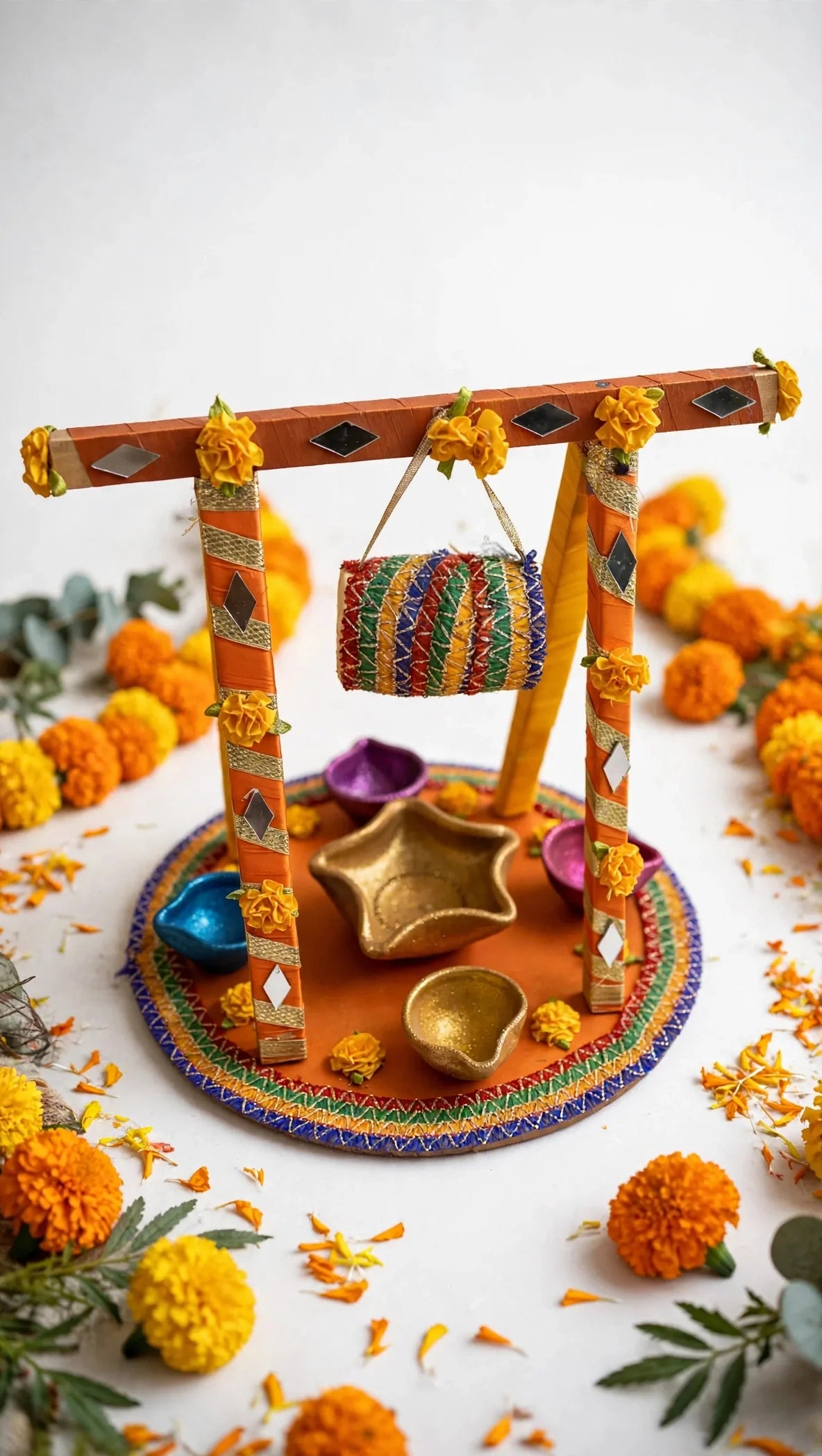 Decorated Mehndi Tray - white background