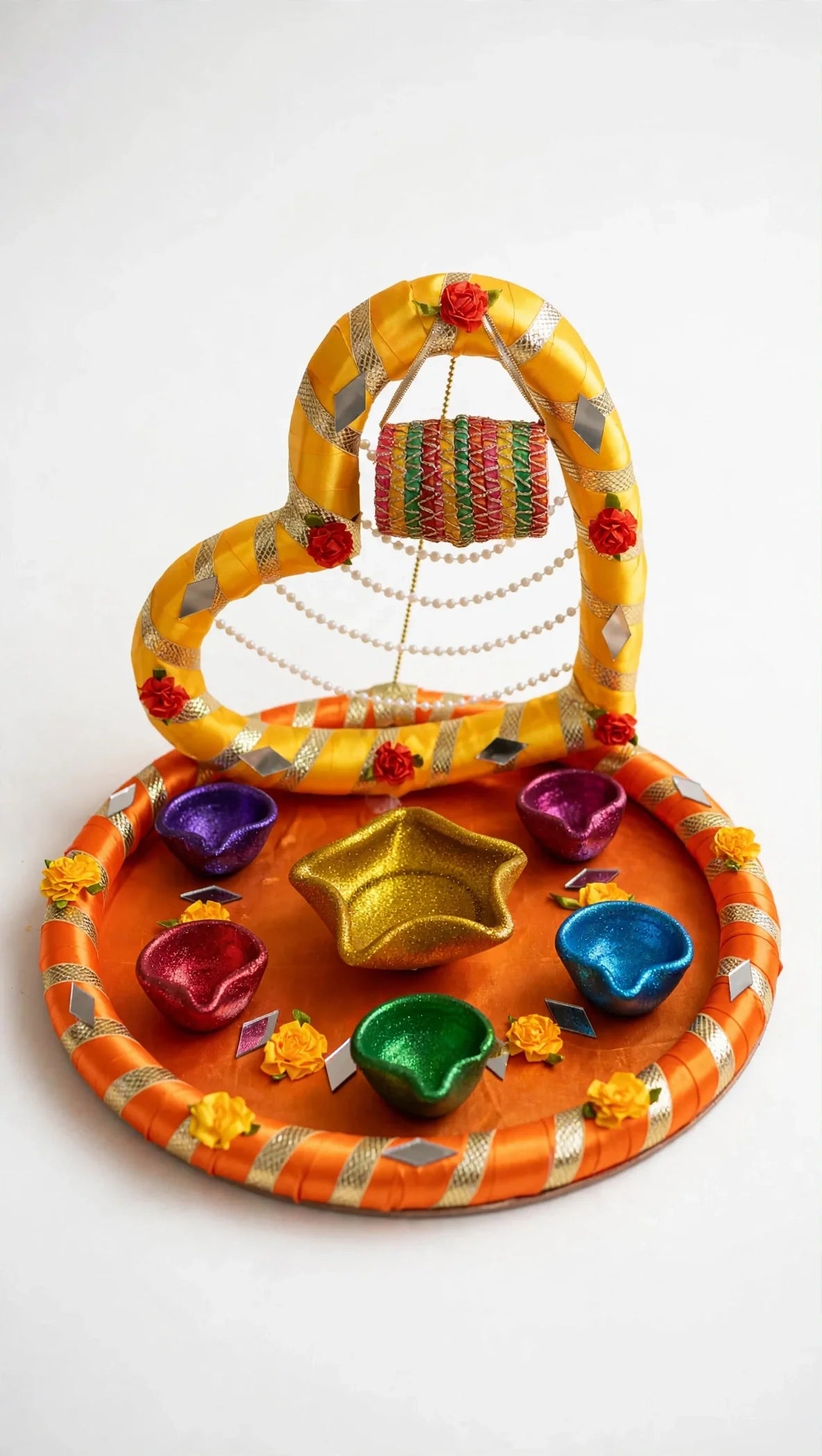 Decorated Mehndi Tray - white background
