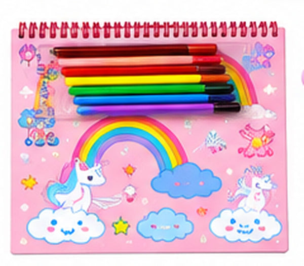 Unicorn Rainbow Sketchbook with Colour Markers for Kids