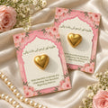 Urdu Baat Pakki card with gold heart chocolate pink floral design