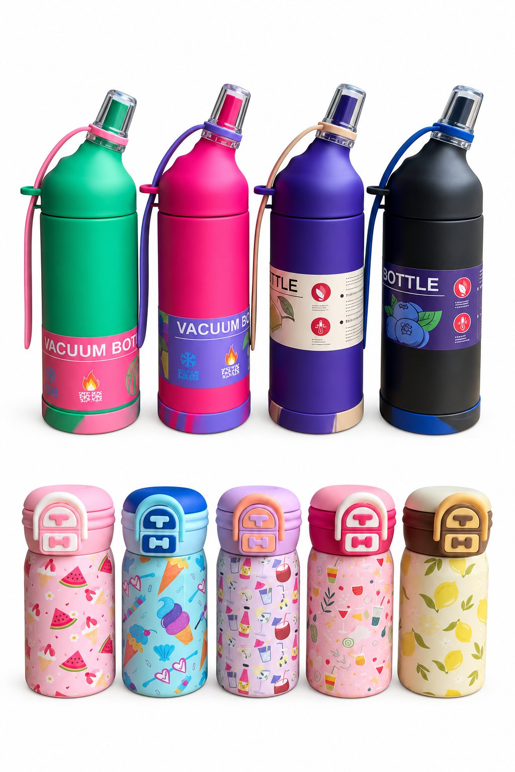Vacuum Insulated Sports Bottle & Kids Printed Mini Bottle