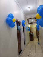 Welcome Baby Boy Decoration – Blue & Gold Balloon Garland, Cot & Lounge Decor