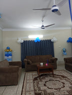 Welcome Baby Boy Decoration – Blue & Gold Balloon Garland, Cot & Lounge Decor