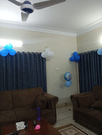Welcome Baby Boy Decoration – Blue & Gold Balloon Garland, Cot & Lounge Decor