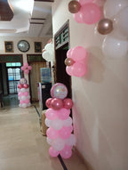Welcome Baby Girl Decor – Pink Balloon Arch, Flower Balloons & Fairy Lights