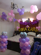 Welcome Baby Girl Room Decor – Pink & Lilac Balloon Pillars with Custom Name Letters