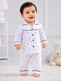 White Leaf Print Baby Night Suit – 2-piece baby PJ's set 0-24 months – Belinda Store