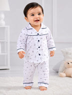 White Leaf Print Baby Night Suit – 2-piece baby PJ's set 0-24 months – Belinda Store