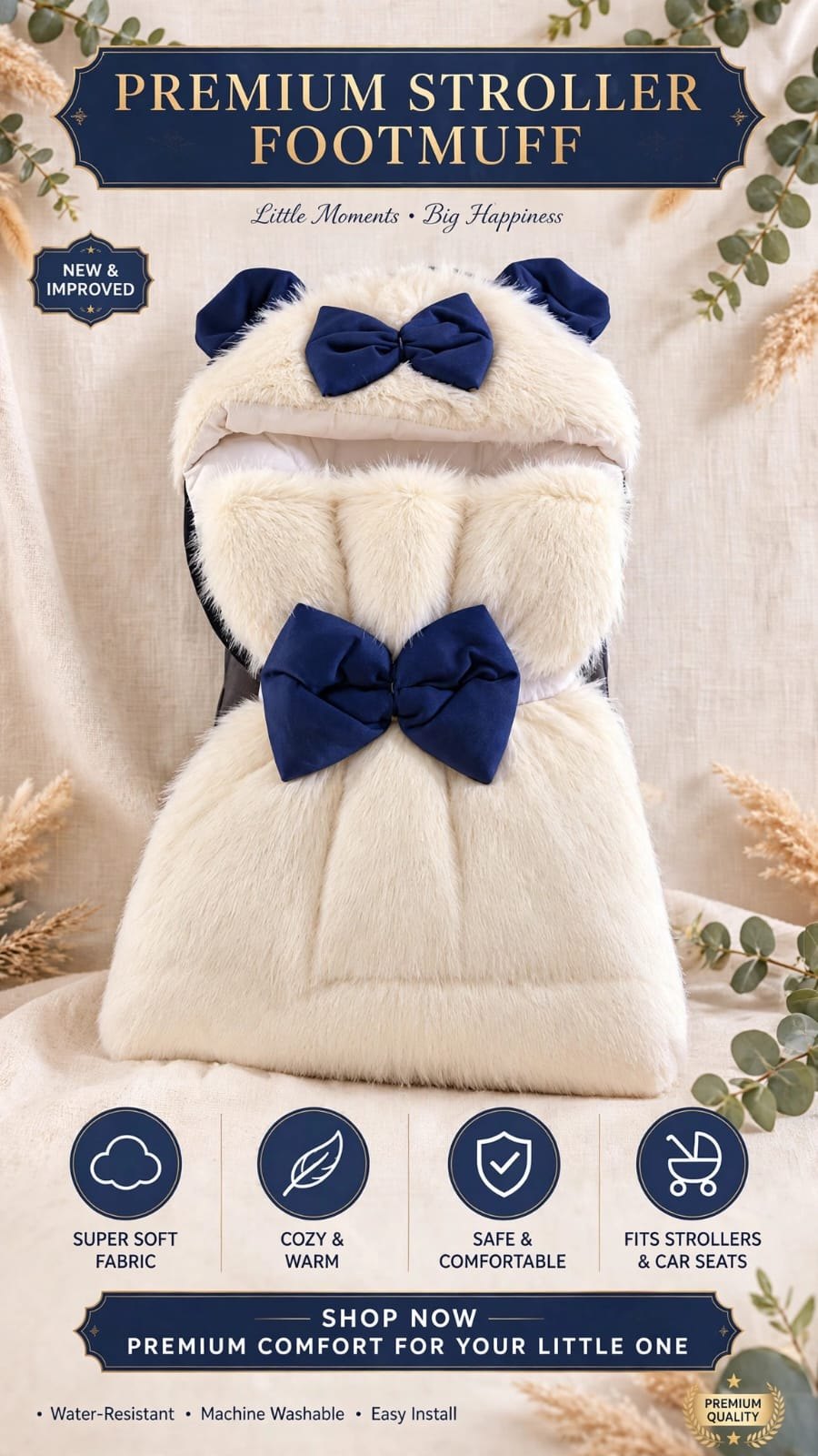 Winter Bow Style Baby Footmuff Features – Belinda Store Pakistan