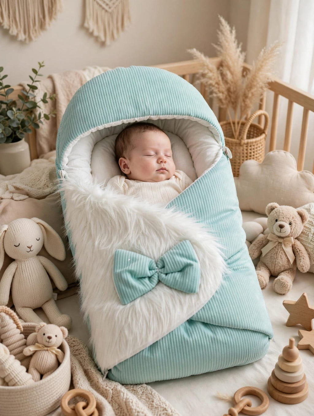 Winter Mint Green Baby Carry Nest Fur – Belinda Store Pakistan