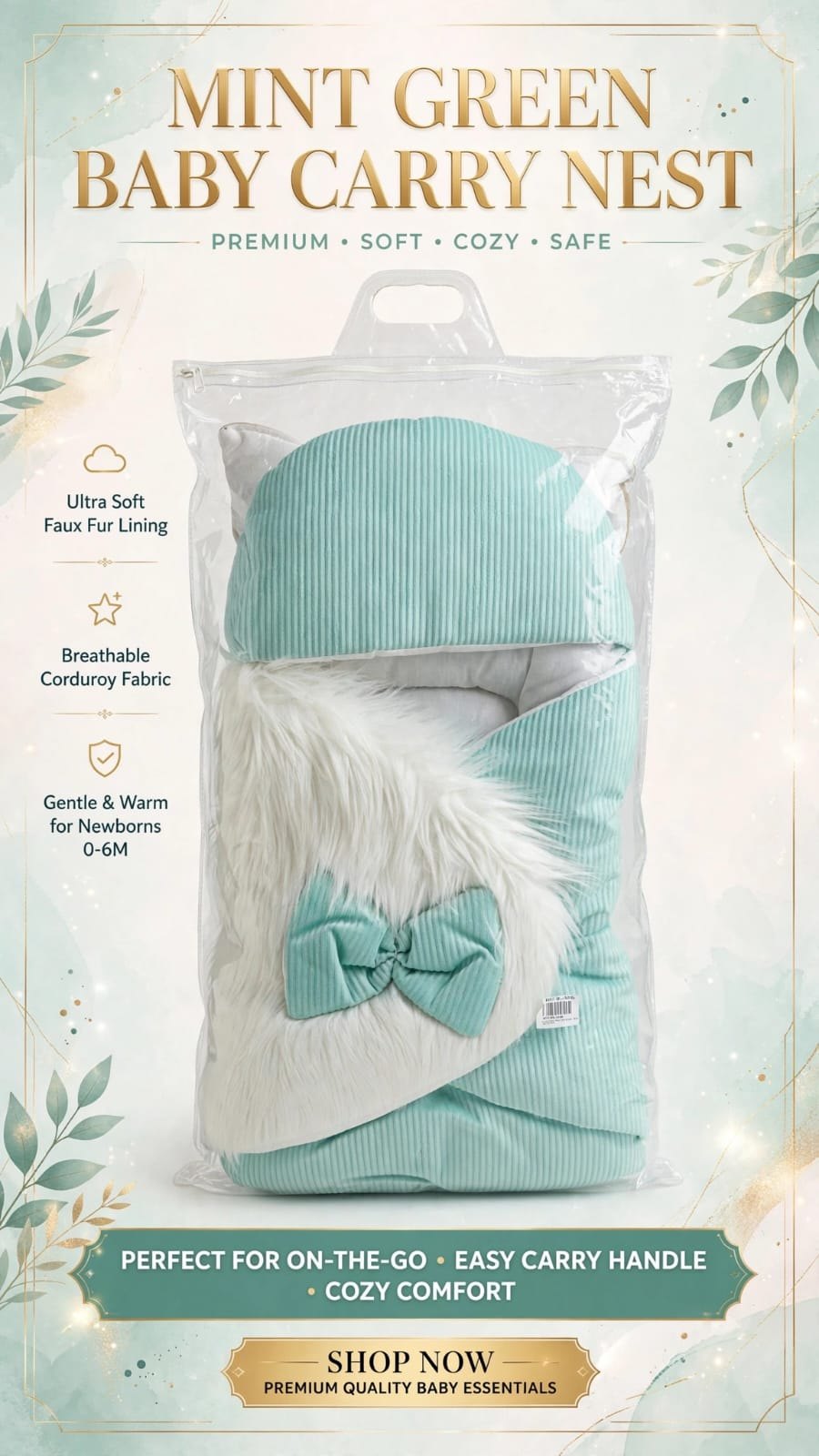 Winter Mint Green Baby Carry Nest Packing – Belinda Store Pakistan